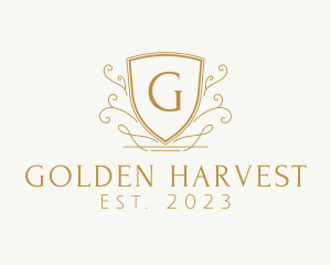 Golden Decorative Shield logo design