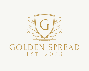 Golden Decorative Shield logo design