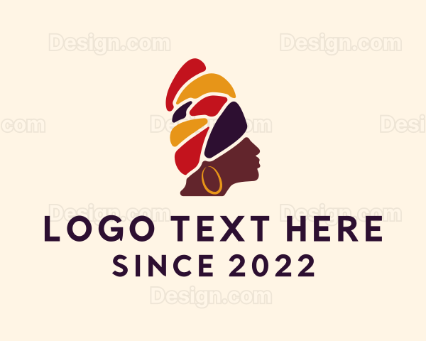 African Native Woman Turban Logo