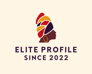 African Native Woman Turban logo