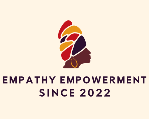 African Native Woman Turban logo design