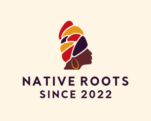 African Native Woman Turban logo design