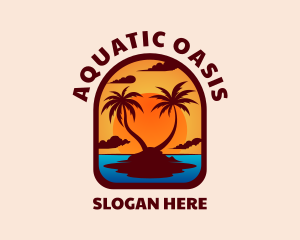 Sunset Palm Island logo design