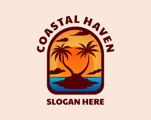 Sunset Palm Island logo design