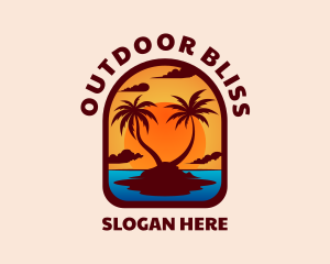 Sunset Palm Island logo design