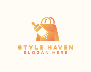 Paintbrush Shopping Bag logo design