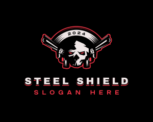 Skull Pistol Shooting logo design