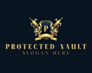 Royalty Shield Sword Ornament logo design