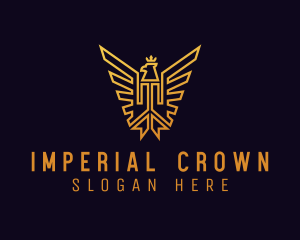 Gold Crown Eagle Crest logo design