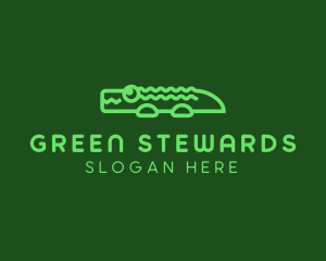 Cute Green Alligator logo design