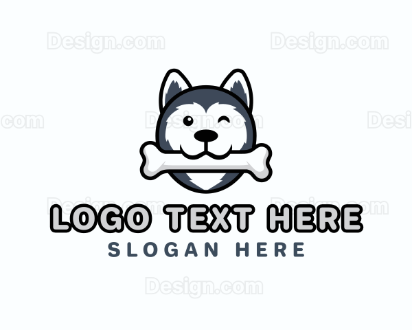 Dog Husky Bone Logo