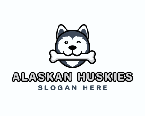 Dog Husky Bone logo design