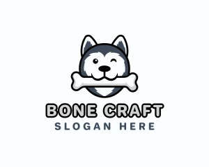 Dog Husky Bone logo design