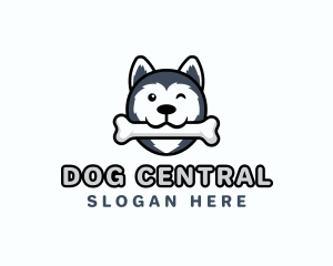 Dog Husky Bone logo design