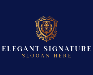 Elegant Lion Shield logo design