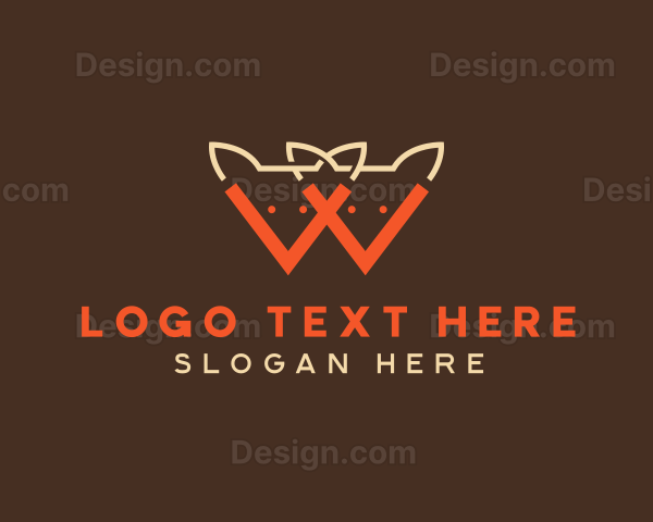 Orange Foxes Letter W Logo