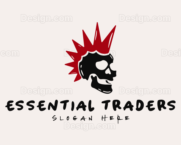 Punk Rocker Mohawk Skull Logo