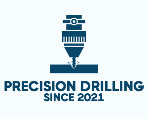 Blue Industrial Drill logo design