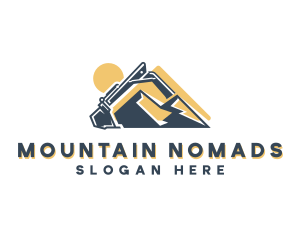 Excavator Mountain Construction logo design