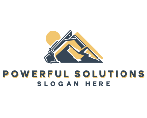 Excavator Mountain Construction logo design