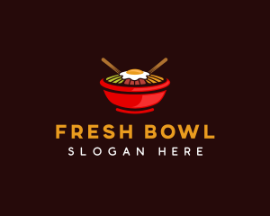 Bibimbap Bowl Chopstick logo design