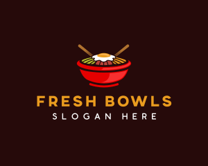 Bibimbap Bowl Chopstick logo design