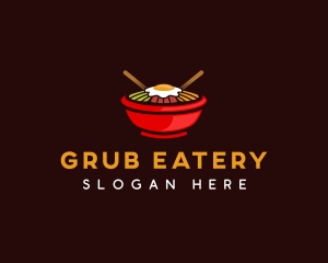 Bibimbap Bowl Chopstick logo design