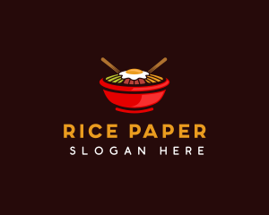 Bibimbap Bowl Chopstick logo design