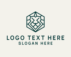 Lion Hexagon Monoline logo design