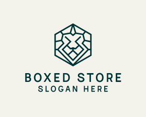 Lion Hexagon Monoline logo design