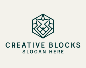 Lion Hexagon Monoline logo design