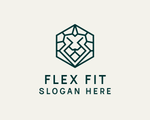 Lion Hexagon Monoline logo design