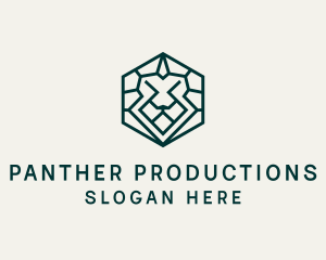 Lion Hexagon Monoline logo design