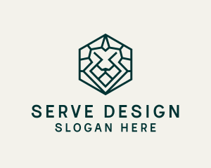 Lion Hexagon Monoline logo design