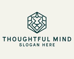 Lion Hexagon Monoline logo design