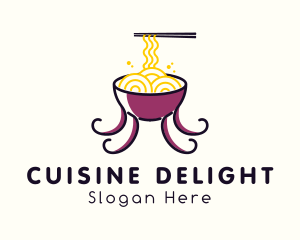 Octopus Ramen Noodles logo design