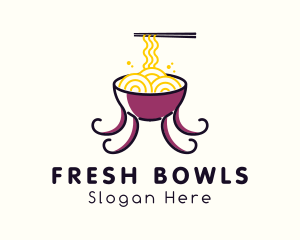 Octopus Ramen Noodles logo design