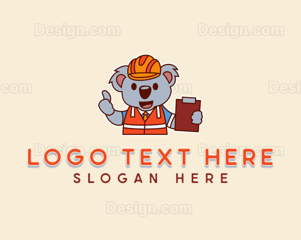 Hard Hat Koala Engineer Logo