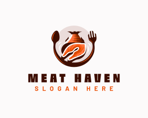 Seafood Fish Meat logo design