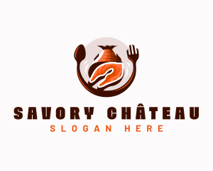 Seafood Fish Meat logo design