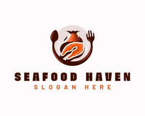 Seafood Fish Meat logo design