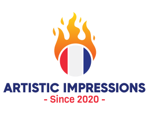 Flaming France Flag  logo design