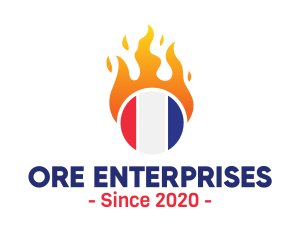 Flaming France Flag  logo design