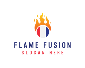 Flaming France Flag  logo design