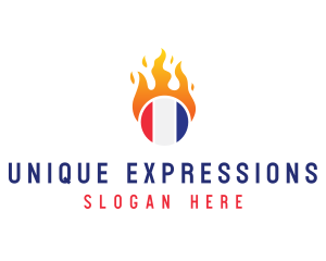 Flaming France Flag  logo design