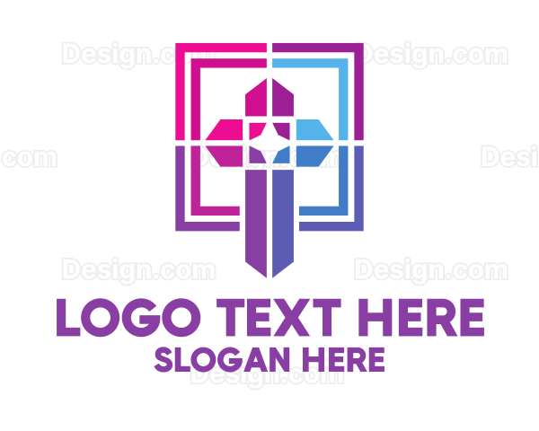 Mosaic Religious Cross Logo