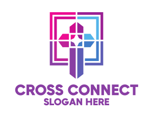 Mosaic Religious Cross logo design