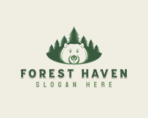 Forest Tree Bear logo design