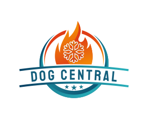 Snowflake Fire Cooling Heating logo design