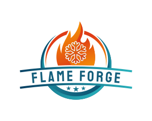 Snowflake Fire Cooling Heating logo design